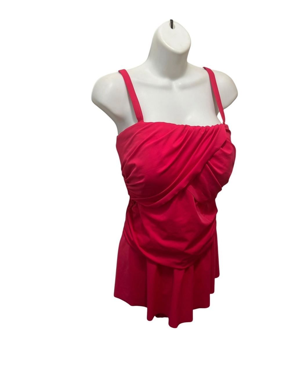 Swimsuits for All Ruched Skirted Bandeau Swimdress Sz 20 Raspberry Resort Wear